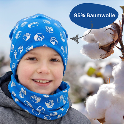 Reflektor Kinder Beanie Mütze & Loop - Bausteine