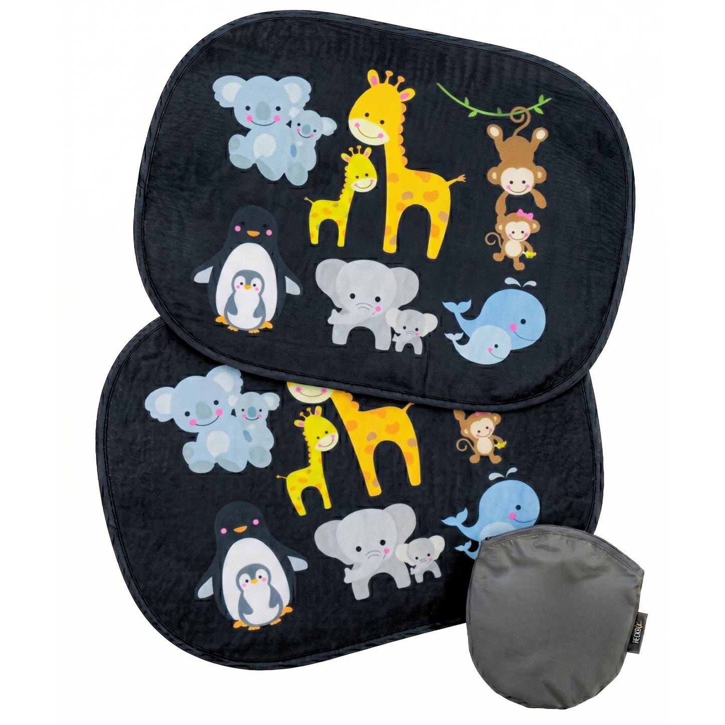 HECKBO Auto-Sonnenblenden Kinder Tierfamilien – 2er-Set
