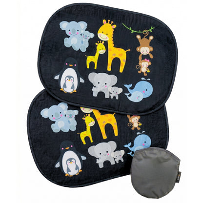 HECKBO Auto-Sonnenblenden Kinder Tierfamilien – 2er-Set